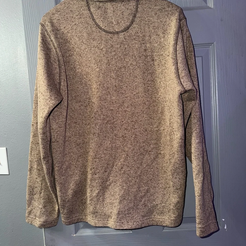 Weatherproof Vintage Mens Brown Marled Sherpa Lined Quarter Zip Pullover Sweater